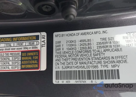 2021 Honda Cr-V Ex z USA, uszkodzony, nr VIN 5J6RW1H5XML001585